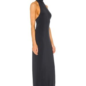 Halter Turtle Side Slit Gown in Pewter Norma Kamali